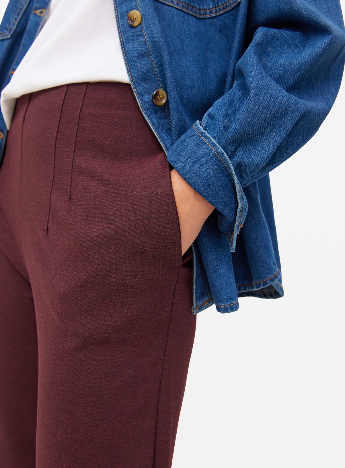 Burgundy Wide Leg Ponte Trousers 18R - Image 2 thumbnail